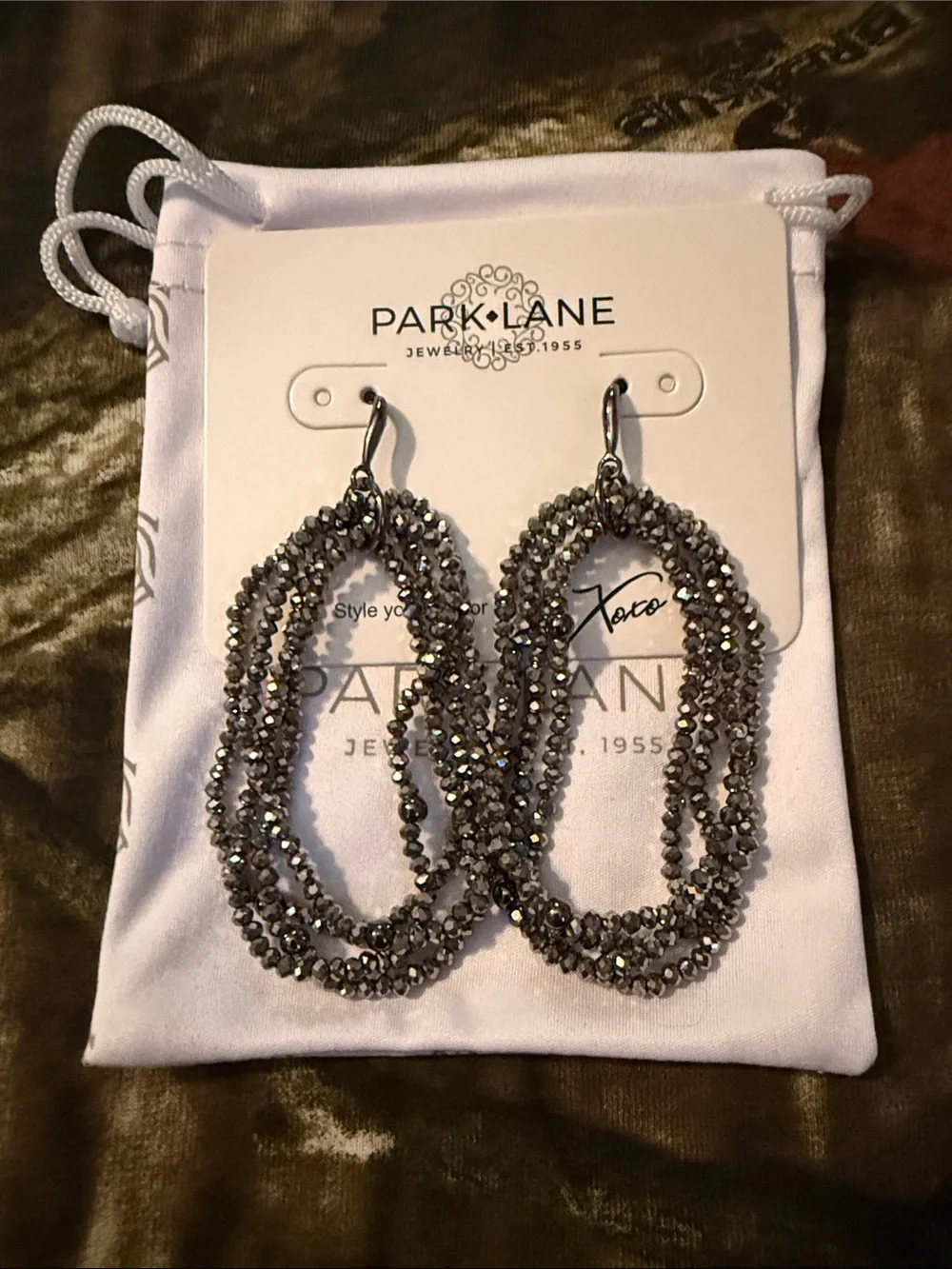 Park Lane Gunmetal Multi-Strand Beaded Drop Earrings